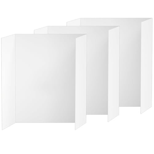 Small Trifold Poster Board 26"x17" Corrugated Project Boards for Science Fair School Projects Event Displays and Business Presentations Boards, 3Pack