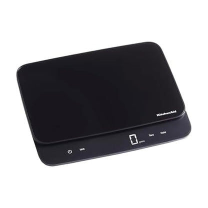 KitchenAid KQ917 High Capacity Glass Surface Digital Kitchen and Food Scale, 30 Pound Capacity and Precision, Grams, Ounces, Pounds, Fluid Ounces & Milliliters, LED, Tare Function, Black - color: Black