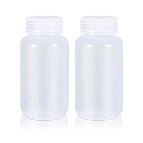 8.4 oz Wide Mouth Lab Reagent Bottle, Clear PP Chemical Container, Sealed Leak-proof, Pill & Water Sample Bottle (2 Pcs) - color: Clear, size: 8.4oz(250ml)