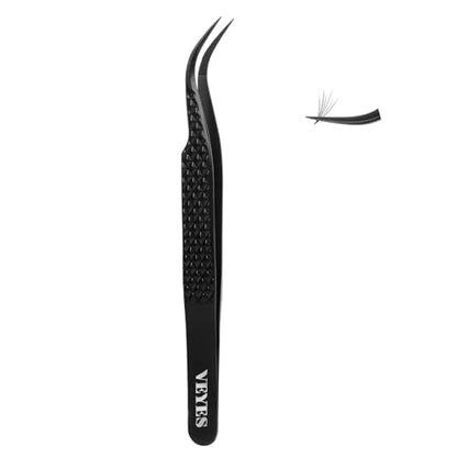 VEYES INC Lash Tweezers for Eyelash Extensions,High Precision Tweezers for Individual Classic and Volume Lash,Stainless Steel Tweezers-45 Degree - style: Noir N2