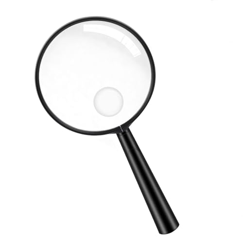 Feosky Handheld Reading Magnifier, 10X Magnifier, 90mm Shatterproof Lens, Adults Close Work Non-Slip Handle for Seniors Reading and Nature Exploration(Black) - color: Black, size: 90mm