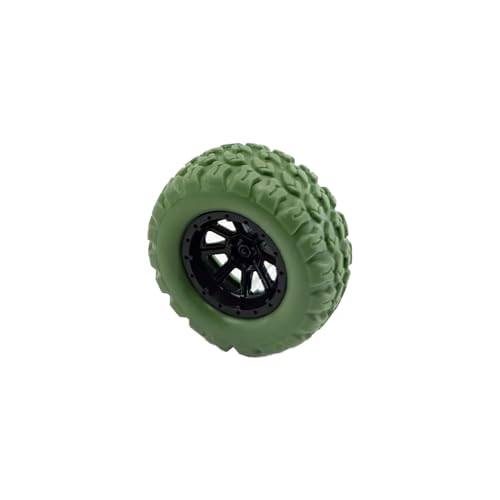 10PCS Toy Wheel Model Car Rubber Tire Wheel with 5PCS Shaft Round Rod Axles for RC Car Truck Robot DIY Model Building Parts (2x36mm Green) - style: 2x36mm Green