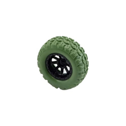 10PCS Toy Wheel Model Car Rubber Tire Wheel with 5PCS Shaft Round Rod Axles for RC Car Truck Robot DIY Model Building Parts (2x36mm Green) - style: 2x36mm Green
