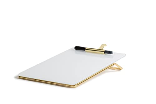 U Brands Glass Dry-Erase Desktop Easel, Tempered Glass, Gold Metal Stand, Removable Clip (Pack of 2) - size: 8.5"W x 11"H (Pack of 2)