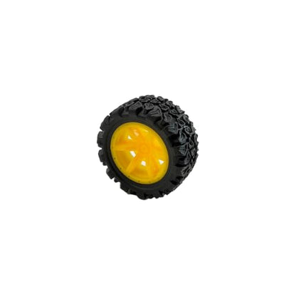 10PCS Toy Car Wheel Rubber Wheel with 5PCS Round Rod Shaft Axles for RC Car Truck Robot DIY Model Toy Parts (2x34mm Yellow) - style: 2x34mm Yellow