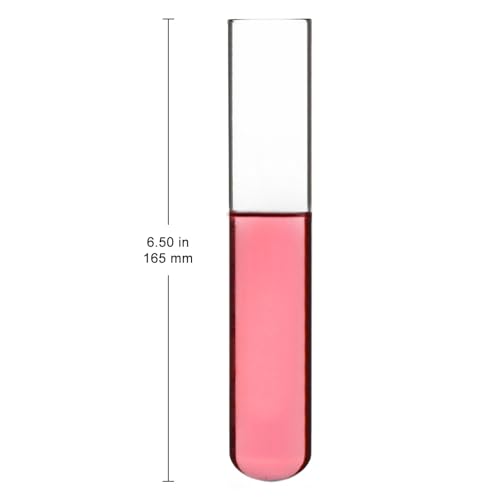 XCD Borosilicate Glass Test Tubes, 30 mm O.D. x 165 mm Length, Cylindrical Bottom and Flared Top Lip for Lab Heating and Reactions, 20-Pack - size: 30x165 mm
