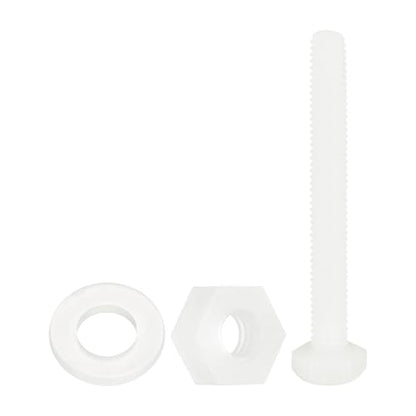 uxcell 300 Pcs/100 Sets Nylon Hex Bolts, M4 x 35mm Plastic Full Threaded Hex Head Screws Bolts and Nuts with Flat Washers for Machinery Electronics Industrial Accessories, White - size: M4 x 35mm