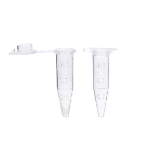 0.5ml Microcentrifuge Tubes 1000pcs, EO Sterilized Plastic Small Vials with Caps for Sample Storage Without Leakage(1000)
