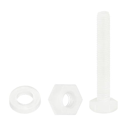 uxcell 300 Pcs/100 Sets Nylon Hex Bolts, M3 x 20mm Plastic Full Threaded Hex Head Screws Bolts and Nuts with Flat Washers for Machinery Electronics Industrial Accessories, White - size: M3 x 20mm