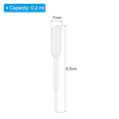 PATIKIL 0.2ml Pipettes Dropper, 60pcs Plastic Pipettes Disposable Pipette Transfer Pipette Calibrated Plastic Eye Dropper for Science Laboratory Resin DIY Crafts Art Makeup Oil - size: 0.2ml