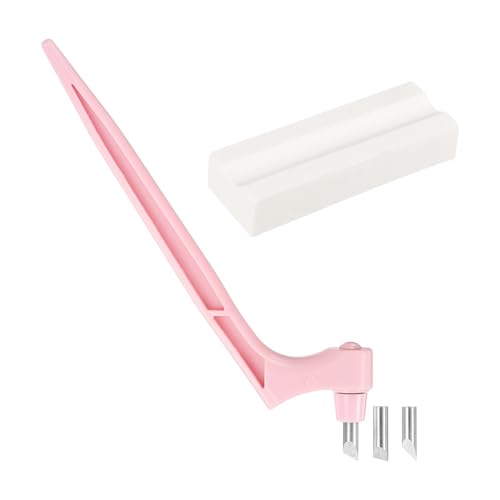 HARFINGTON Craft Cutting Tools 15/30/45 Degree Blades 360 Degree Rotating Blade Stainless Steel Cutter Pen Knife with Sharpening Stone for DIY Crafts Stencils Scrapbooks, Pink - color: Pink