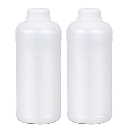 34 oz Graduated Wide Mouth HDPE Bottles, 1000 ml Translucent Plastic Storage Bottles with Leakproof Sealed Caps, 2 Pack - color: Translucent, size: 34 ounces