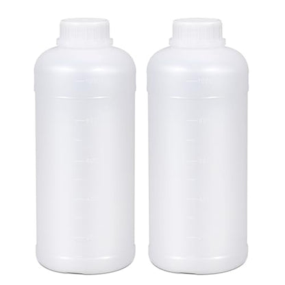 34 oz Graduated Wide Mouth HDPE Bottles, 1000 ml Translucent Plastic Storage Bottles with Leakproof Sealed Caps, 2 Pack - color: Translucent, size: 34 ounces