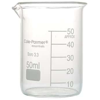Cole-Parmer Low-Form Beaker, Glass, Griffin Style, Graduated, 25 mL: 12/Pk - size: 25 mL, 12/pk - Grad: 5 mL - Cap: 25 mL