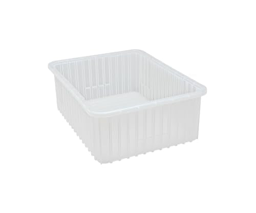 QUANTUM STORAGE SYSTEMS DG93080 Dividable Grid Storage Container, Heavy-Duty Stackable Plastic Parts Bin for Warehouse, Assembly & Industrial Organization, 22-1/2" x 17-1/2" x 8", Clear, 3-Pack - color: Clear