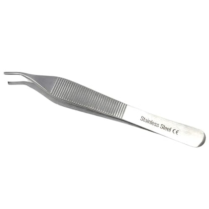 ADSON Forceps Tissue 1X2 Teeth ADSON Brown Forceps ADSON Dressing Forceps 4.75" with Wide Handle Ridged Grip, Stainless Steel (Adson 1x2 Rat Teeth - CRV) - color: Adson 1x2 Rat Teeth - Crv