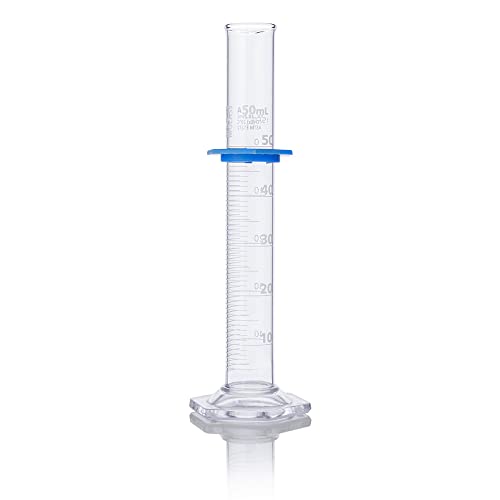 Graduated Cylinder, Globe Glass, 50mL, Class A, to Deliver (TD), Dual Grads, 3.3 Borosilicate Glass, ASTM E1272, 1/Box - size: 50 mL