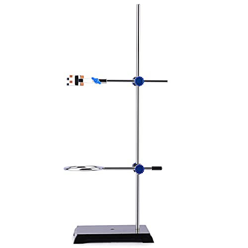 FunChem Lab Stand Set, Stainless Steel Support Stand Chemistry Set with Rod (22.4 inch L), 4 Prong Adjust Swivel Clamp, Retort Ring and 2 Boss Heads
