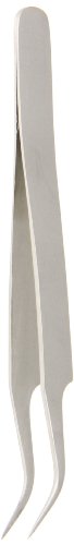 Hakko CHP 7-SA Stainless Steel Non-Magnetic Precision Tweezers with Very-Fine Point Curved Tips, 4-1/2" Length