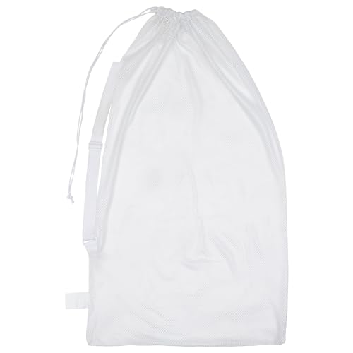 Champion Sports Mesh Equipment Bag – Heavy-Duty Nylon Drawstring Bag with Lock & ID Tag, Breathable Storage Sack for Balls, Swim Gear, Laundry & Toys, Multiple Sizes & Colors - color: Navy, size: 24" x 48" with Shoulder Strap