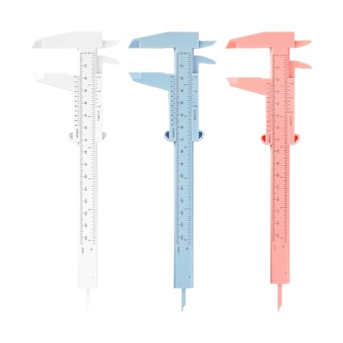 3PCS Pink Blue White Plastic Vernier Caliper Mini Measuring Tool - color: Pink Blue White