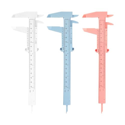 3PCS Pink Blue White Plastic Vernier Caliper Mini Measuring Tool - color: Pink Blue White