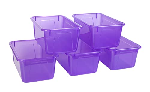 Storex Small Cubby Bin, 12.2 x 7.8 x 5.1 Inches, 5-Pack, Candy Violet (62478U05C) - color: Tint Violet, style: Bin Only