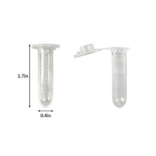 Centrifuge Tubes 200 Pack 2ml Polypropylene Clear Graduated Mirco Test Tubes with Snap Cap for Sample Storage Container No-Leak