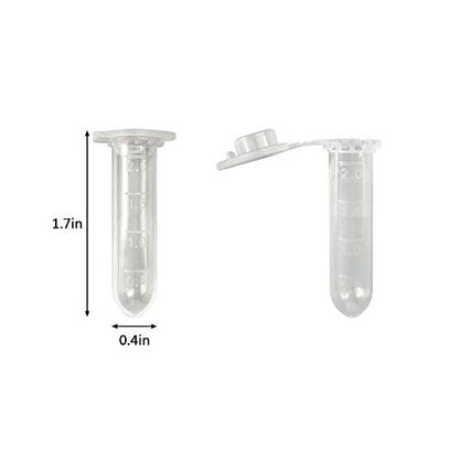 Centrifuge Tubes 200 Pack 2ml Polypropylene Clear Graduated Mirco Test Tubes with Snap Cap for Sample Storage Container No-Leak