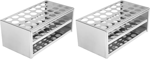 stonylab Test Tube Rack, 32-Hole Stainless Steel Test Tube Rack 0.89 Inches Tubes Acid-Alkali Resistant Test Tube Holder for Laboratory Use (Pack of 2) - size: 0.89 Inches (Pack of 2)