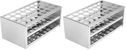 stonylab Test Tube Rack, 32-Hole Stainless Steel Test Tube Rack 0.89 Inches Tubes Acid-Alkali Resistant Test Tube Holder for Laboratory Use (Pack of 2) - size: 0.89 Inches (Pack of 2)