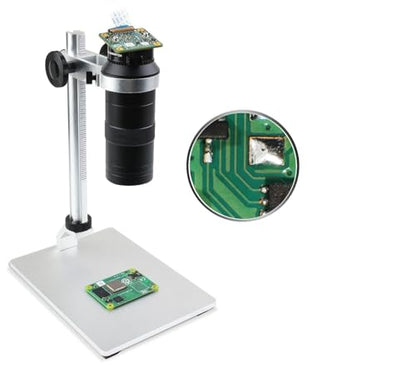 100X Microscope Lens for Raspberry Pi, C/CS-Mount, 0.12X ~ 1.8X Optical Magnification, Compatible with Raspberry Pi HQ Camera