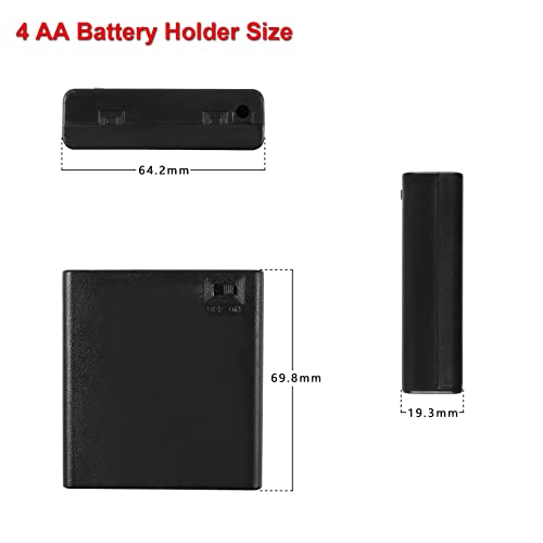 5pcs 4 AA Battery Holder with Cover and Switch, 4X 1.5V AA Battery Holder Case with Wires and ON/Off Switch, 6V AA Battery Holder with Switch - color: 4 AA Battery Holder with Cover and Switch