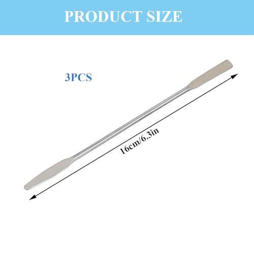 3 PCS Lab Spatula - Stainless Steel, Double-Ended, Semi-Micro Shovel with Tapered Arrow and Flat Ends