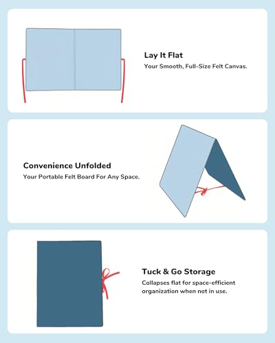 CHEFAN Foldable Felt Board for Kids, 22 x 13 in, Freestanding - size: Blue Medium