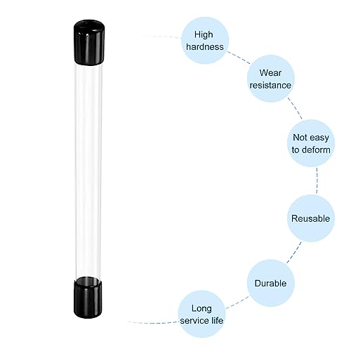 PATIKIL Clear Rigid Tube Round Plastic Tubing with Black Rubber Caps Polycarbonate Water Pipe, 305mm/ 12 Inch Length, 15mmx16mm/0.6"x0.63", 2 Set - color: Black,Clear, size: 0.6"x0.63"