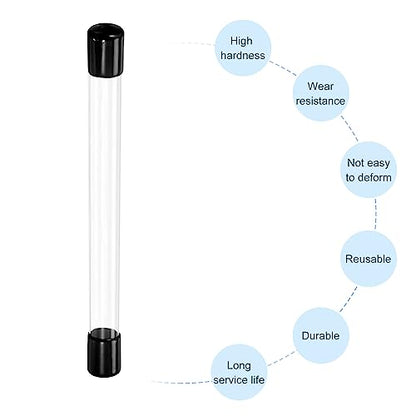 PATIKIL Clear Rigid Tube Round Plastic Tubing with Black Rubber Caps Polycarbonate Water Pipe, 305mm/ 12 Inch Length, 15mmx16mm/0.6"x0.63", 2 Set - color: Black,Clear, size: 0.6"x0.63"