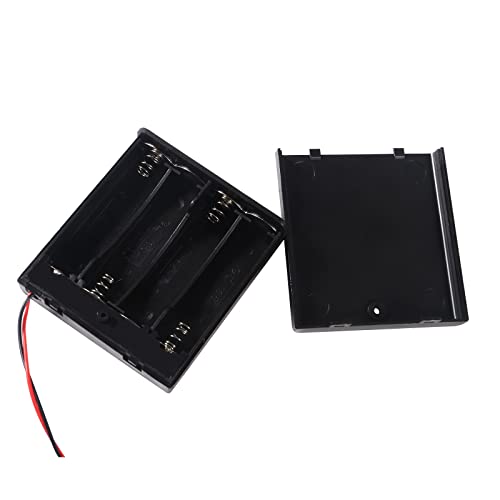 4Pcs 4 Slots 1.5V AA Battery Case Holder 4 x 1.5V AA Battery Spring Clip Storage Box with Wire and ON/Off Switch - size: AA 4 Cell