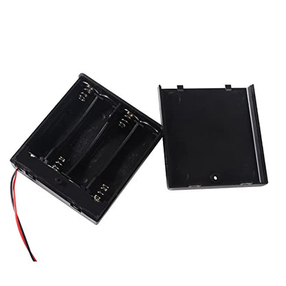 4Pcs 4 Slots 1.5V AA Battery Case Holder 4 x 1.5V AA Battery Spring Clip Storage Box with Wire and ON/Off Switch - size: AA 4 Cell