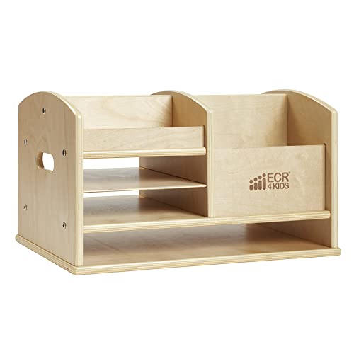 ECR4Kids Wooden Tabletop Supplies Storage Center Caddy, Classroom Essentials, Natural - color: Natural