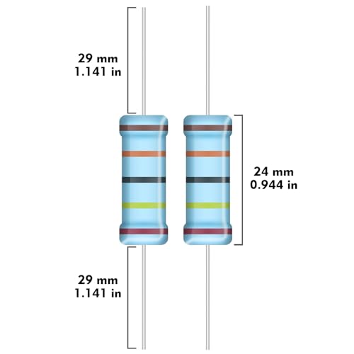 5W Metal Film Resistor Kit from 1 Ohm to 1M Ohm 25 Values 5 Watt 1% Resistors Assortment - style: 5W