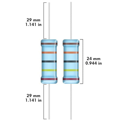 5W Metal Film Resistor Kit from 1 Ohm to 1M Ohm 25 Values 5 Watt 1% Resistors Assortment - style: 5W