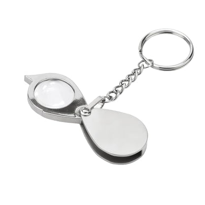 Rongon 10X Pocket Magnifying Glass Small Folding Keychain Magnifier - color: Silver-1pcs