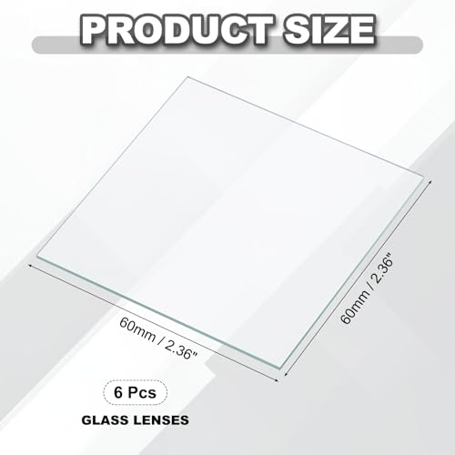 PATIKIL 60x60mm Glass Streak Plate, 6pcs Lab Glass Slides Microscope Glass Slides Optical Optically Clear Glass Slides Smooth Edges High Transparency Transparent Uniform Thickness - size: 60x60mm