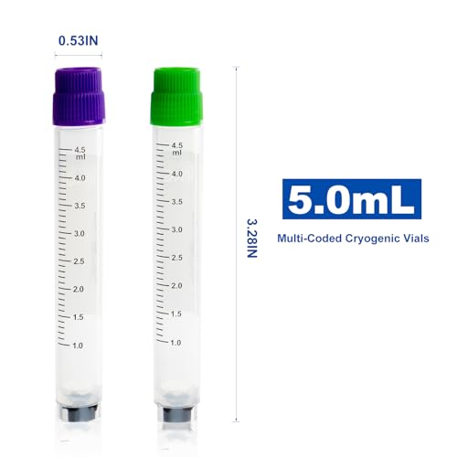 Multi-Coded Cryovials 5.0 ml, 500 Pcs, External Thread, White Caps - color: White, size: 5.0ml