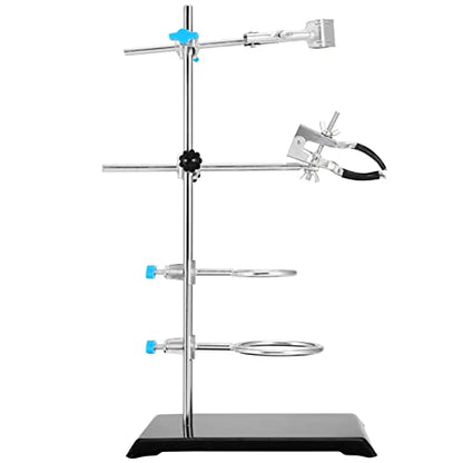 PINGEUI 2 PCS 16 Inch Lab Stand Set, Laboratory Stand Support, Lab Stand and Clamp Set with 4 Retort Rings, 2 Flask Clamp, 2 Burette Clamp for Lab, Scientific Glassware, Labware