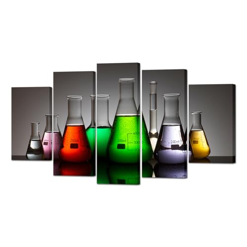 Muzenso Large Canvas Prints 5 Piece Colorful Laboratory Flask Wall Art