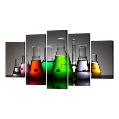 Muzenso Large Canvas Prints 5 Piece Colorful Laboratory Flask Wall Art