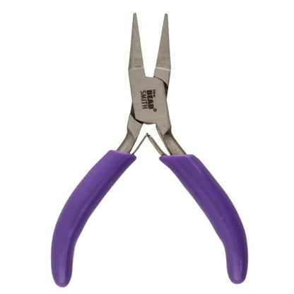The Beadsmith Mini Series Flat Nose Plier – Grip, Hold, Flatten & Straighten Wire & Metal – 3-Inches, Purple Comfort Grip Handle, Single Leaf Spring, Polished Steel Head – Tools for Jewelry Making - style: Flat Nose