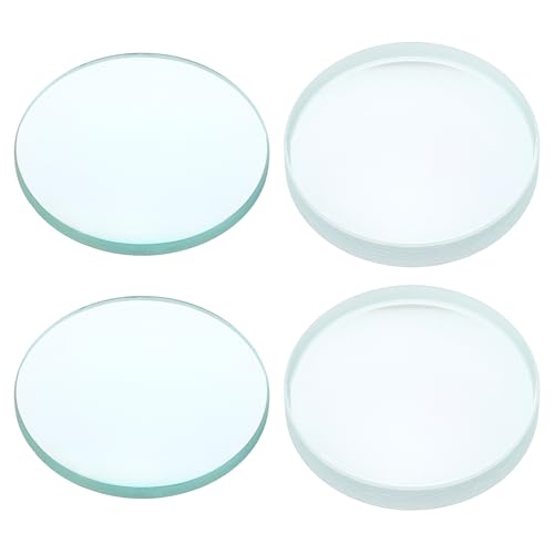 PATIKIL Convex Lens, 100-100mm Focal Length 50mm (1.97") Diameter Round Glass Magnifying Telescope Lens Trial Set Ground Edge for Lab Physics Class Optics, 4 Pcs - size: 100/-100mm FL, 50mm Dia.